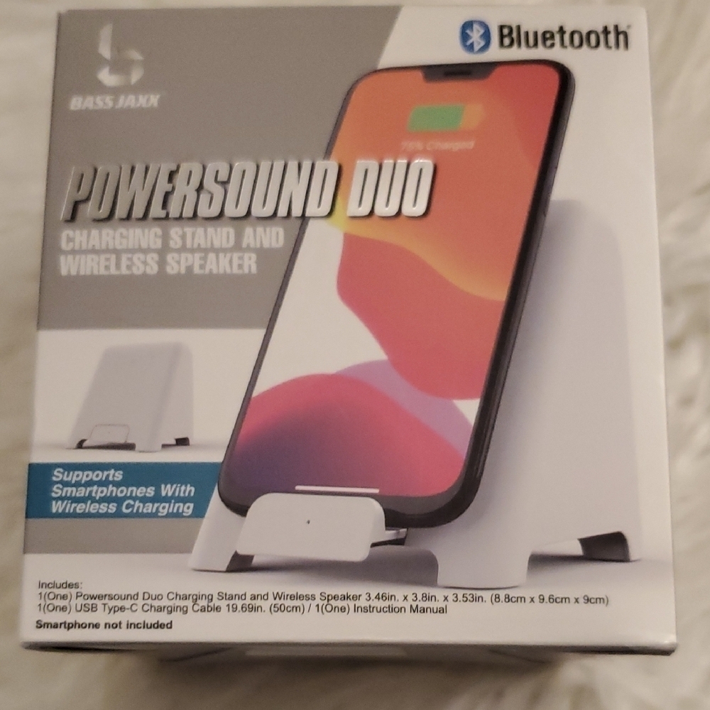 New Powersound Duo Charging Stand and Wireless Speaker - White